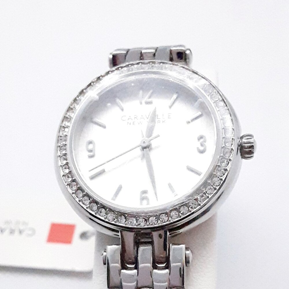 NEW With Tags Authentic Bulova Ladies Silver Tone and cz Watch - Picture 3 of 15
